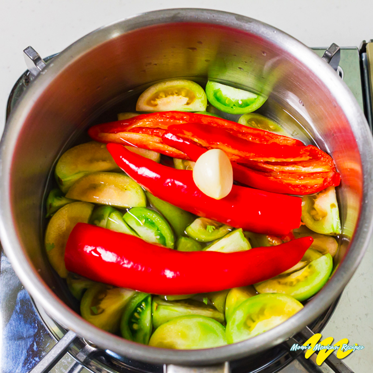 Chilaquiles Boiling Ingredients