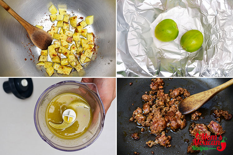 Chorizo Breakfast Burritos Preparation 1